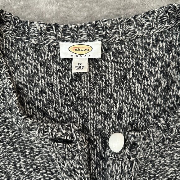Talbots Sweater Cardigan 1X 1XL Gray Lambswool Angora Cashmere Buttons - Picture 3 of 6